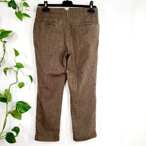ZARA WOMAN Brown Wool Blend Trouser Pants Small High Waisted Capris Work wear - Picture 8 of 10